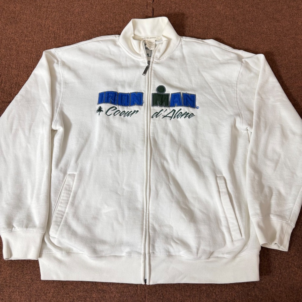 Levelwear Mens Ironman Coeur d'Alene Full Zip Sweatshirt White Large Logo Jacket